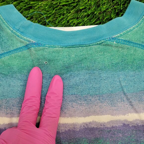 Vintage 90s Surfer Shirt Womens Large 24x26 Baggy Striped - Picture 5 of 15